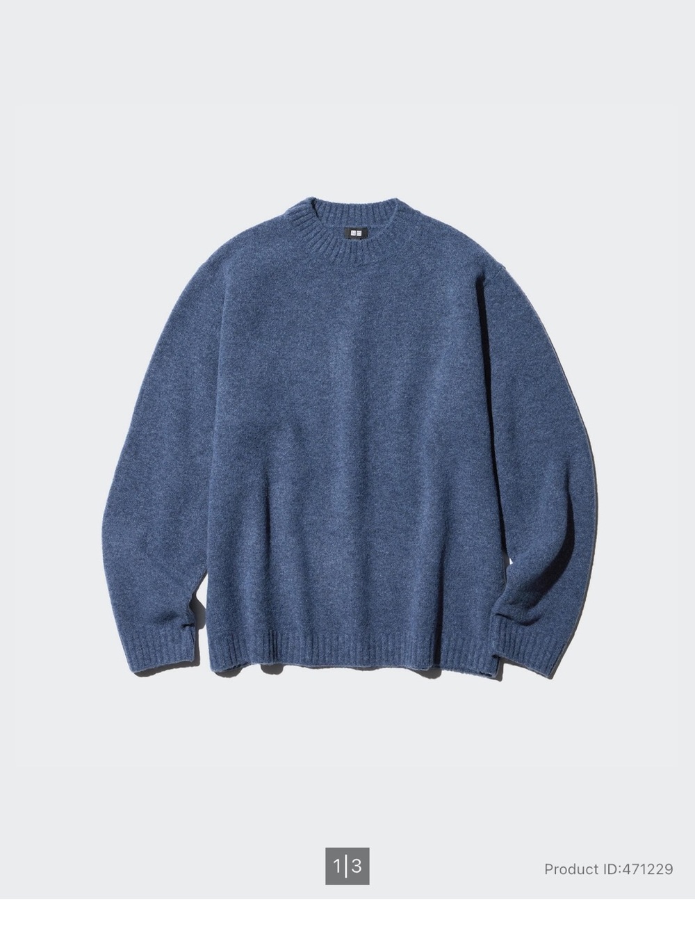Uniqlo Men's Textured Crewneck Wool-Blend Sweater in Denim Blue